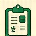 Icon illustrating a document with chart representing assessment