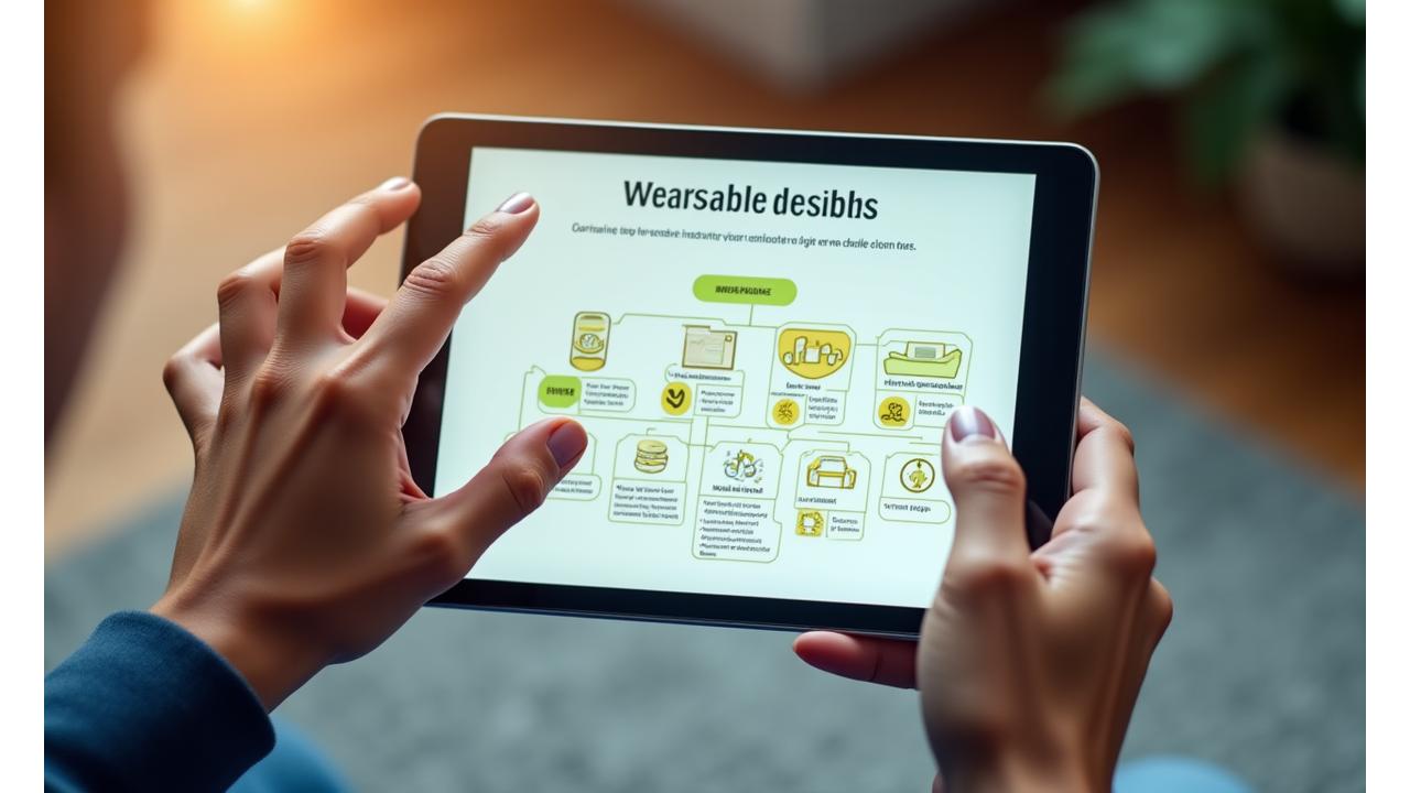 An adult successfully navigating a complex decision tree or infographic about choosing a wearable device, highlighting clarity and informed choice. The visual style should be clean and empowering.